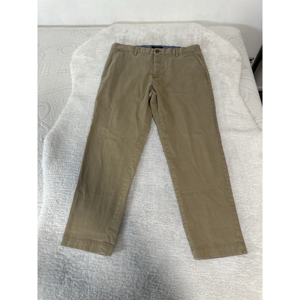 Banana Republic Mason Mens Chino Tan Flat Front Straight 36x30 Act (36x28) Pants